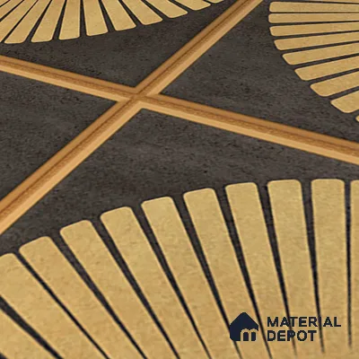 Metallic Wall & Floor Tile TL 07234 Golden Arc 1 ft x 1 ft Ceramic Matte Finish - 9 mm  | 2 mm Spacer is Mandatory | Suitable For Bathroom, Kitchen, Dining Area | Please Expect a Slight Variation of Pattern (Sample)